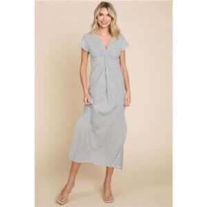 Culture Code Full Size Striped Twisted Detail Dress